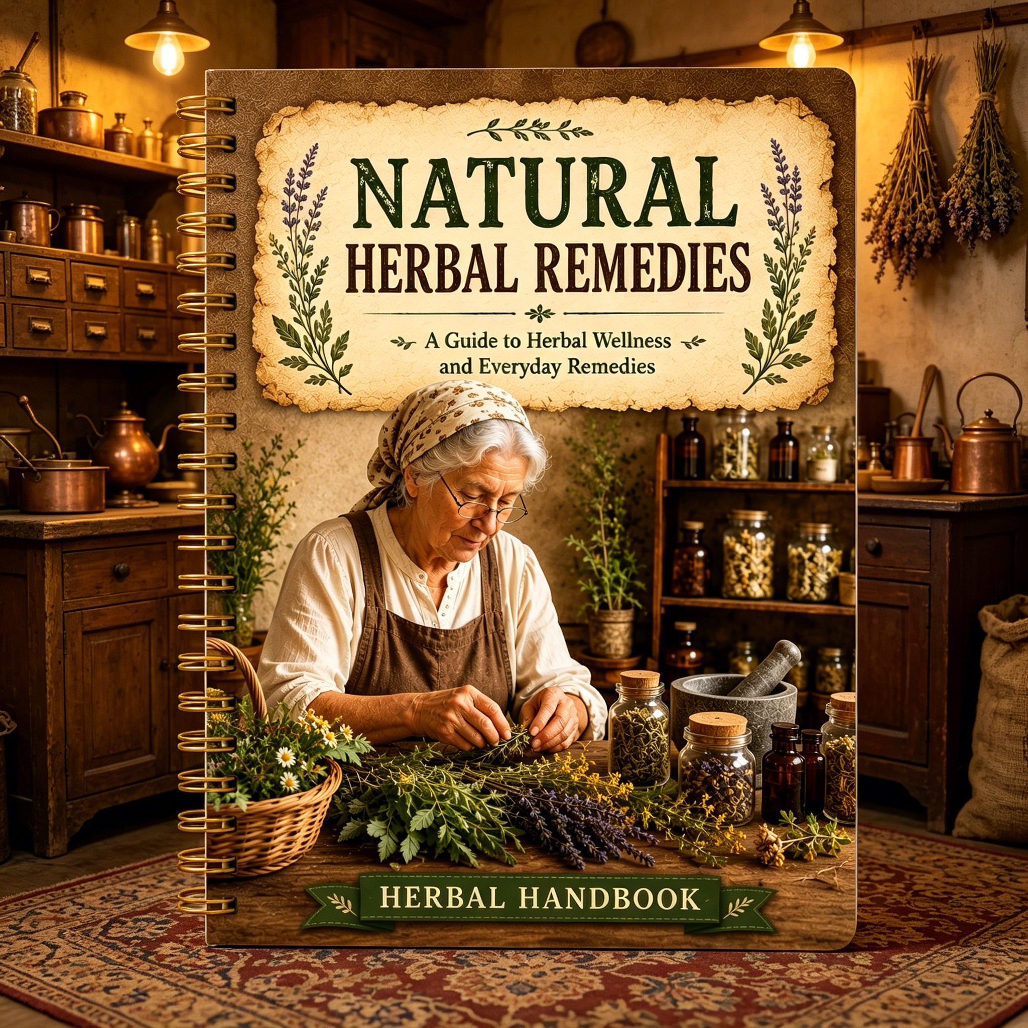 Herbal Wellness Book - Natural Herbal Remedies Handbook, A5 Vintage