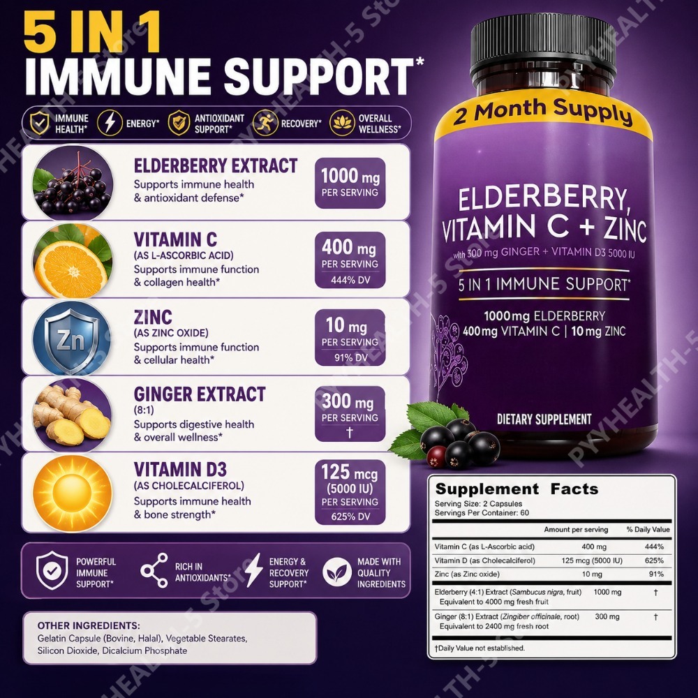 Elderberry Capsules with Vitam - Herbal Wellness Blend บทวิจารณ์และราคา