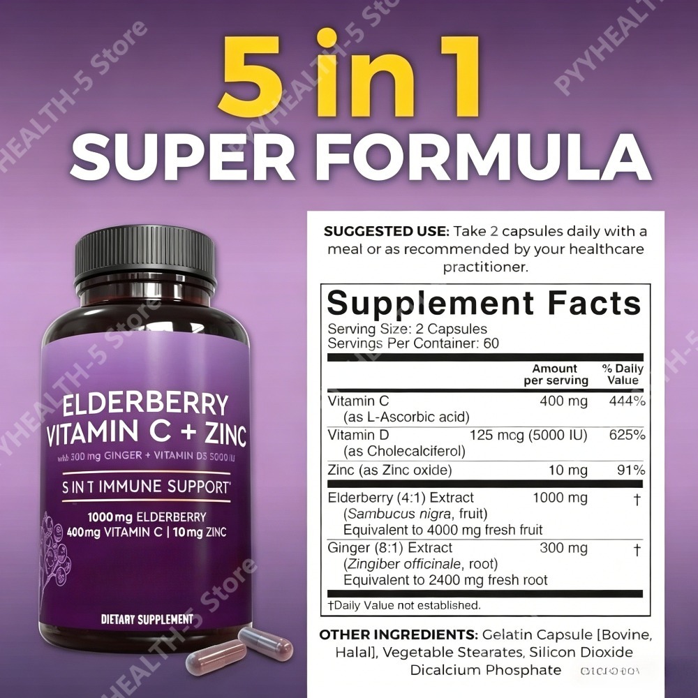 Elderberry Capsules with Vitam - Herbal Wellness Blend บทวิจารณ์และราคา
