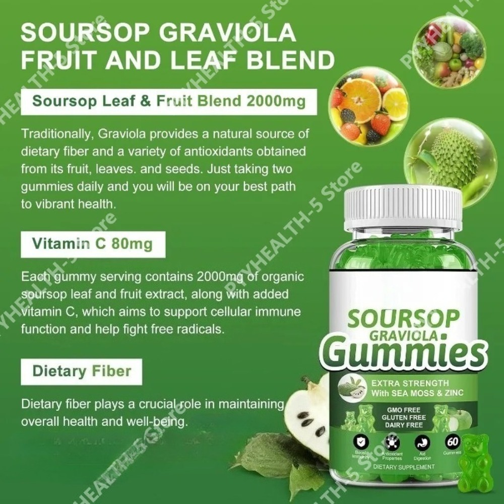 Soursop Graviola Gummies 2000m - Herbal Wellness Blend บทวิจารณ์และราคา