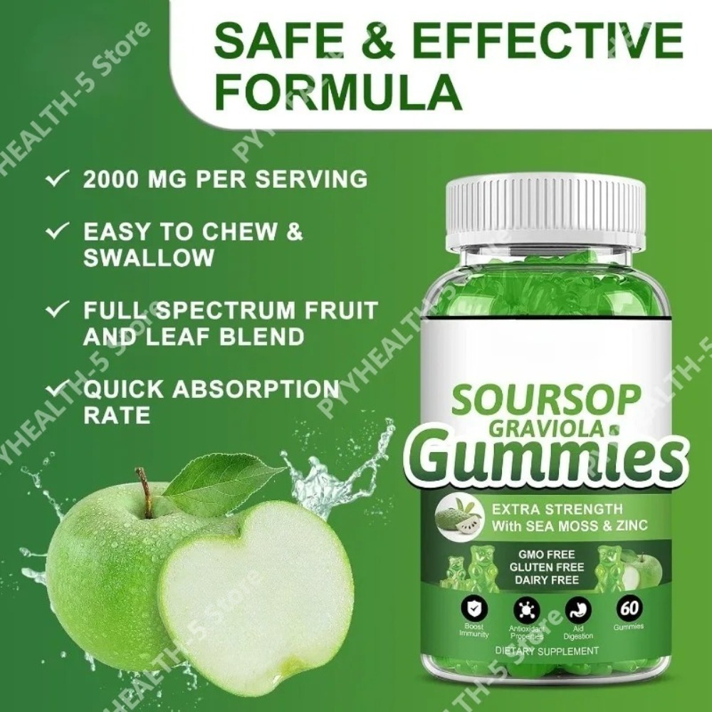 Soursop Graviola Gummies 2000m - Herbal Wellness Blend บทวิจารณ์และราคา