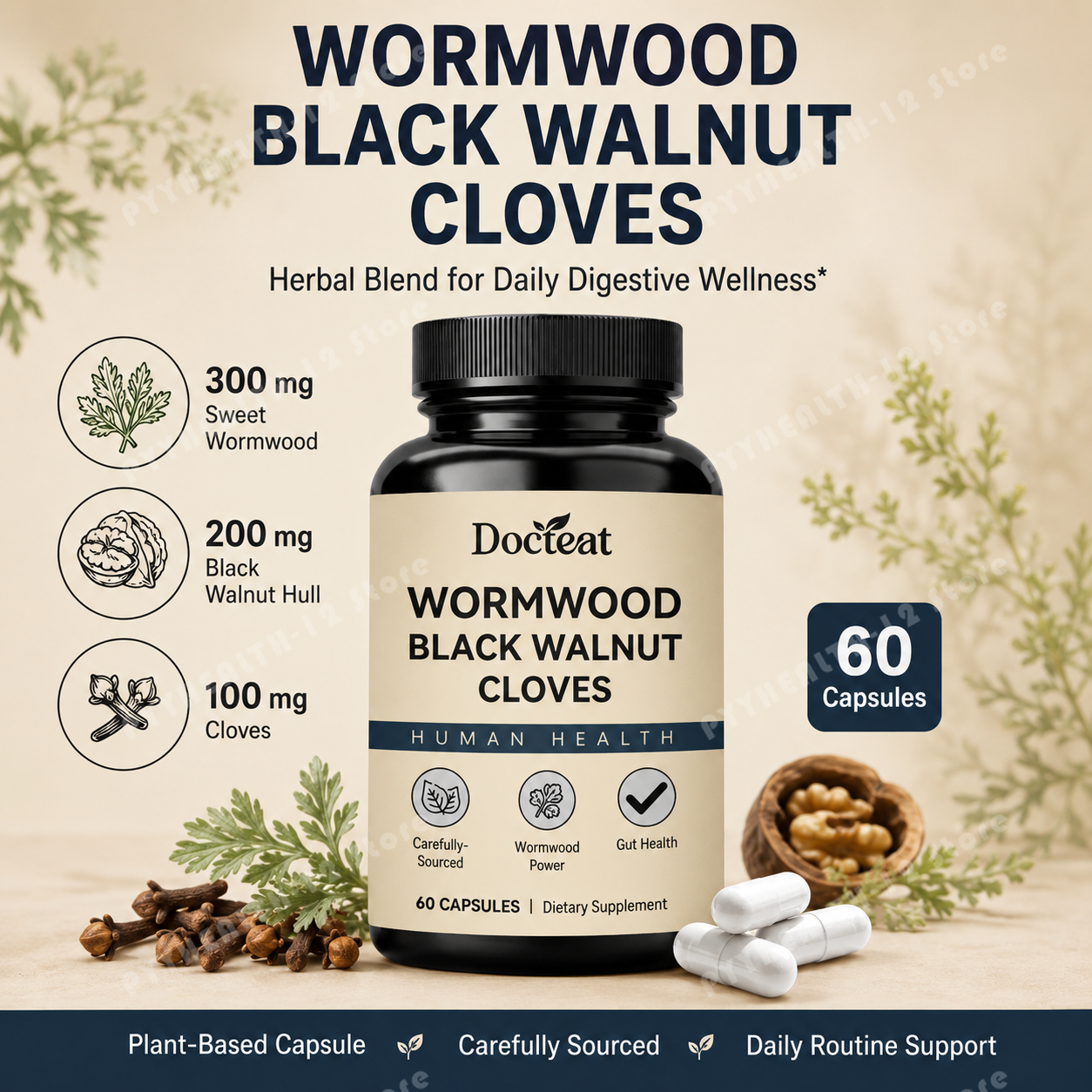 Wormwood Black Walnut Cloves C - Herbal And Wellness Products บทวิจารณ์และราคา