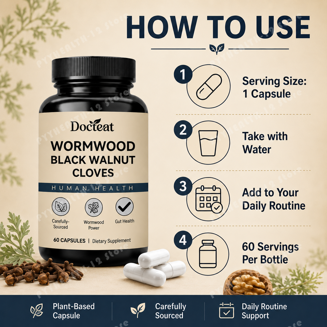 Wormwood Black Walnut Cloves C - Herbal And Wellness Products บทวิจารณ์และราคา